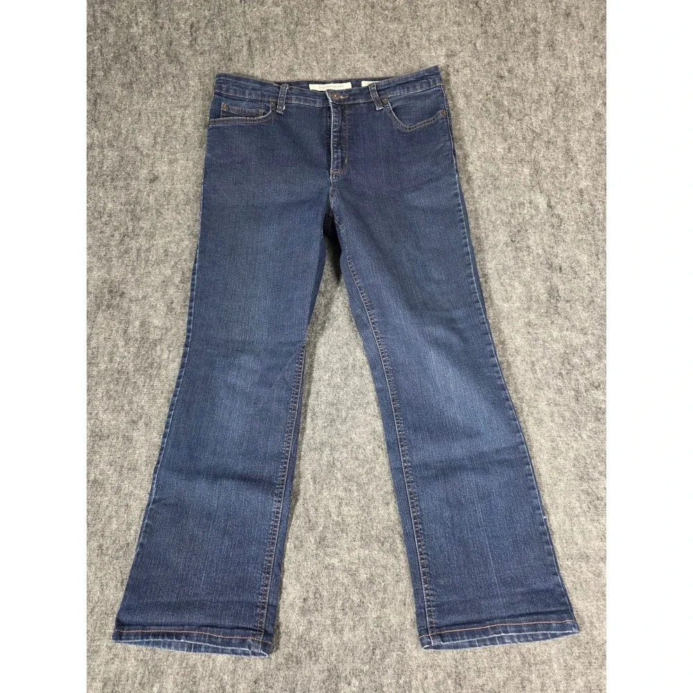 Jones New York Jeans Womens 14 Short Lexington Straight Blue Denim Pants Stretch - Picture 1 of 13